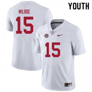 NCAA Youth Alabama Crimson Tide #15 Jalen Milroe Stitched College 2021 Nike Authentic White Football Jersey AZ17C80VE